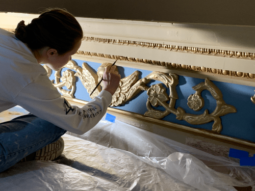 Restoration of the cornice frieze and molding, Basilica of the Sacred Heart, Hanover, PA (2023)
