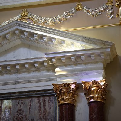 Pediment at Our Lady of Guadalupe